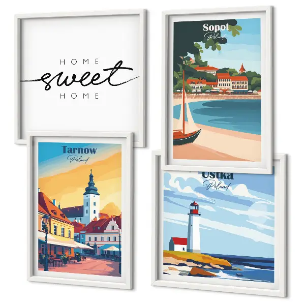 Wanddeko-Set mit Motiven der Städte Ustka, Tarnów und Sopot