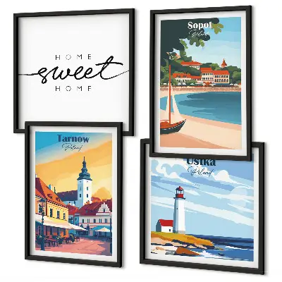 Wanddeko-Set mit Motiven der Städte Ustka, Tarnów und Sopot