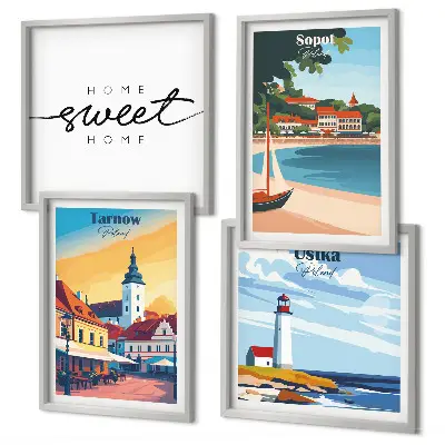 Wanddeko-Set mit Motiven der Städte Ustka, Tarnów und Sopot
