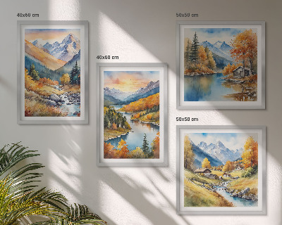 Polyptychon mit rahmen Berglandschaft mit einem Fluss