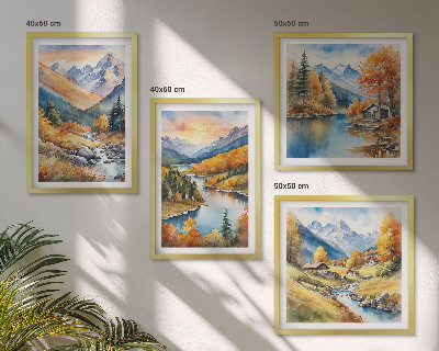 Polyptychon mit rahmen Berglandschaft mit einem Fluss