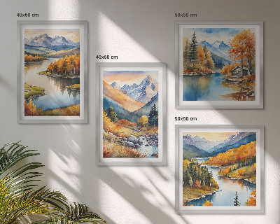 Wanddeko-set Bergblick, Fluss, Herbst