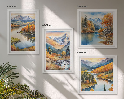 Wanddeko-set Bergblick, Fluss, Herbst
