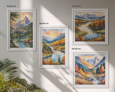 Wanddeko-set Berglandschaften mit einem Fluss