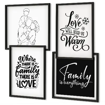 Wanddeko-Set mit den Schriftzügen Familie, Liebe, Wärme und Zuhause