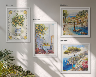 Wanddeko-set Blick auf das Meer aus Zitronenbäumen