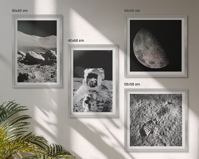 Wanddeko-set Fußabdruck eines Astronauten auf dem Mond