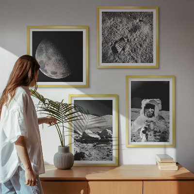 Wanddeko-set Fußabdruck eines Astronauten auf dem Mond
