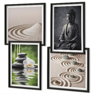Polyptychon mit rahmen Ein entspannter Buddha am Strand