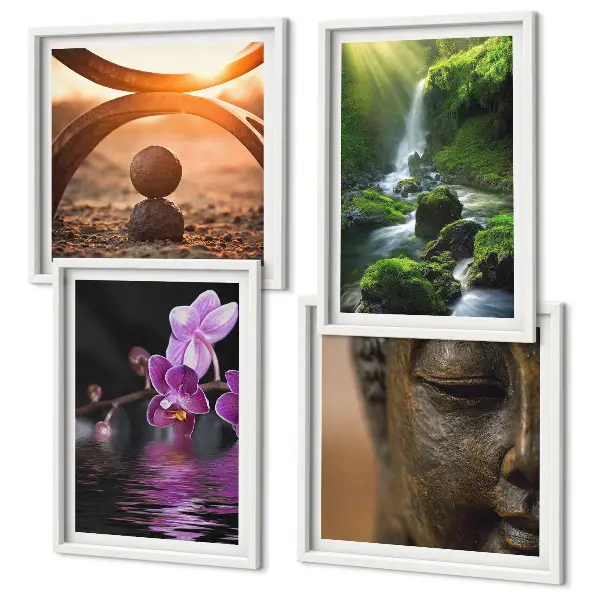 Wanddeko-Set mit Motiv Blumen im Wasser des Buddha-Wasserfalls