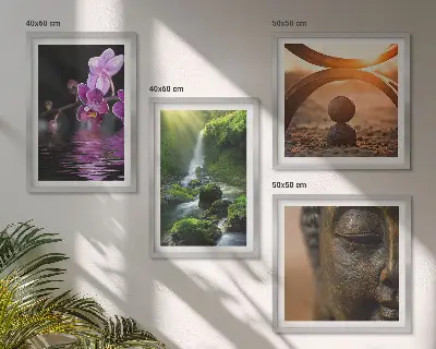Wanddeko-Set mit Motiv Blumen im Wasser des Buddha-Wasserfalls