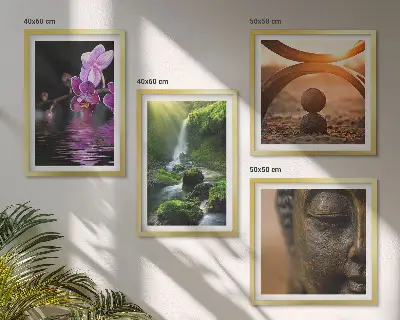 Wanddeko-Set mit Motiv Blumen im Wasser des Buddha-Wasserfalls