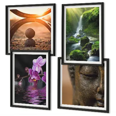 Wanddeko-Set mit Motiv Blumen im Wasser des Buddha-Wasserfalls