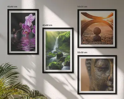 Wanddeko-Set mit Motiv Blumen im Wasser des Buddha-Wasserfalls