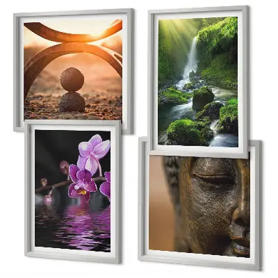 Wanddeko-Set mit Motiv Blumen im Wasser des Buddha-Wasserfalls
