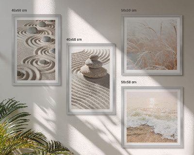 Polyptychon mit rahmen Wellen, Sand, Wasser, Steine, Strand