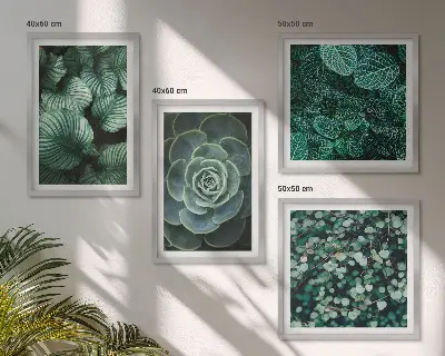Wanddeko-Set mit grünen saftigen Blättern