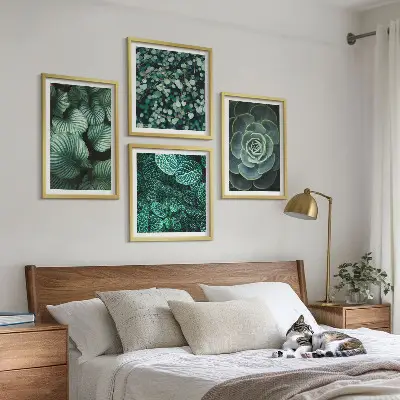 Wanddeko-Set mit grünen saftigen Blättern