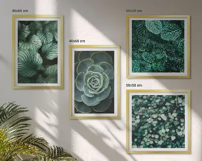 Wanddeko-Set mit grünen saftigen Blättern
