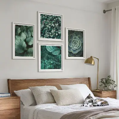 Wanddeko-Set mit grünen saftigen Blättern