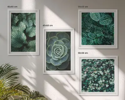 Wanddeko-Set mit grünen saftigen Blättern