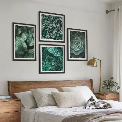 Wanddeko-Set mit grünen saftigen Blättern