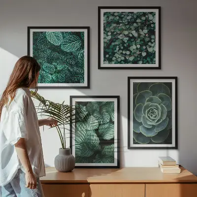 Wanddeko-Set mit grünen saftigen Blättern