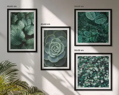 Wanddeko-Set mit grünen saftigen Blättern
