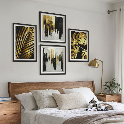 Polyptychon mit rahmen Abstrakte Monstera-Palmenblätter