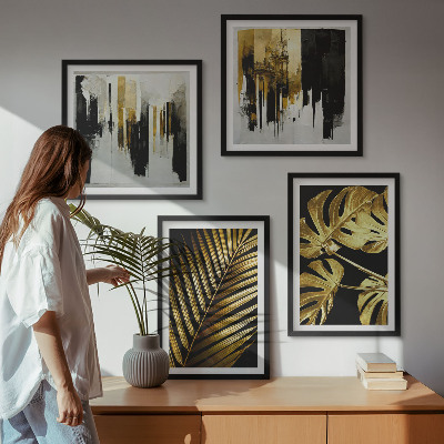 Polyptychon mit rahmen Abstrakte Monstera-Palmenblätter