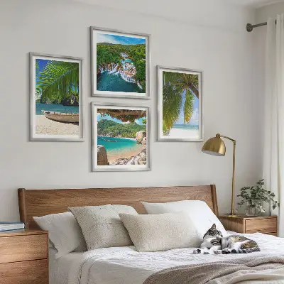 Wanddeko-Set mit Motiven von Strand, Boot, Wasserfällen und Palmen