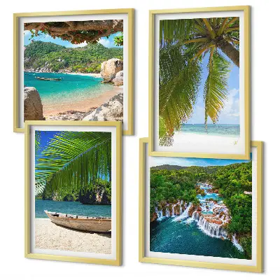 Wanddeko-Set mit Motiven von Strand, Boot, Wasserfällen und Palmen