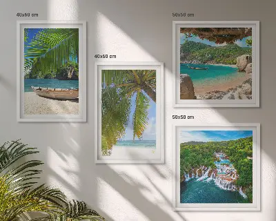 Wanddeko-Set mit Motiven von Strand, Boot, Wasserfällen und Palmen