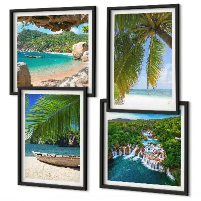Wanddeko-Set mit Motiven von Strand, Boot, Wasserfällen und Palmen