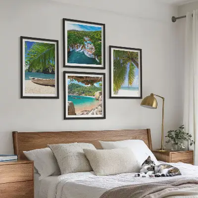 Wanddeko-Set mit Motiven von Strand, Boot, Wasserfällen und Palmen