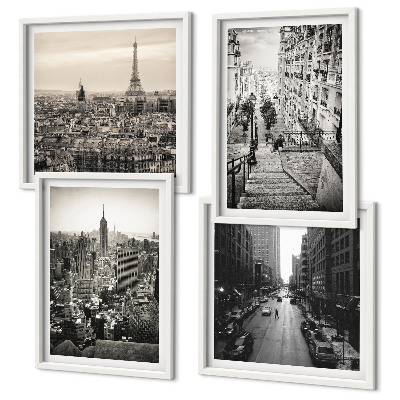 Polyptychon mit rahmen Aussicht Paris New York Treppen