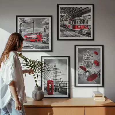Wanddeko-Set im Design Red Accents London