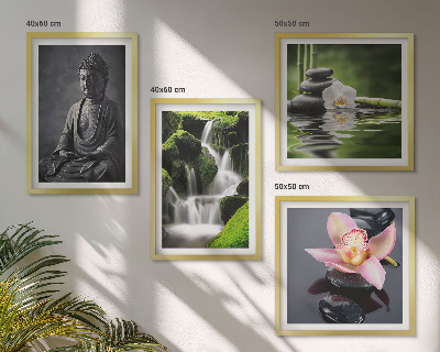 Wanddeko-set Zen-Gemälde, Wassersteine, Buddha