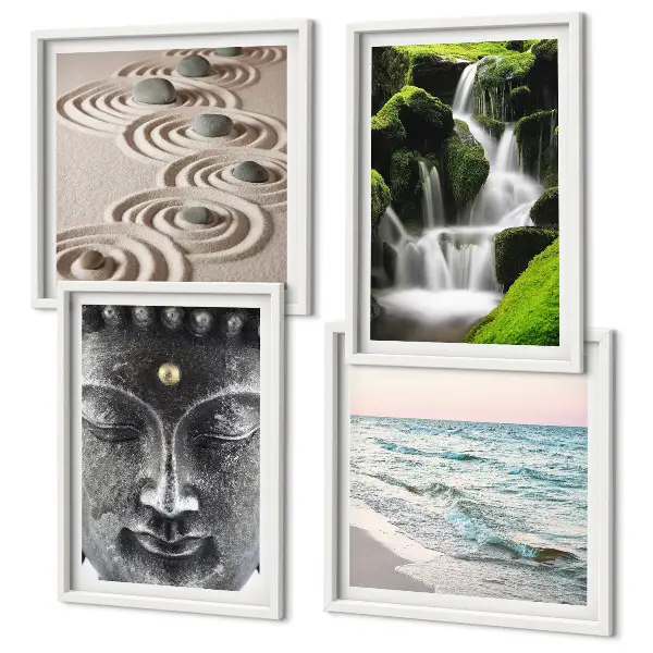 Der Frieden der Natur mit Buddha als gerahmtes Polyptychon