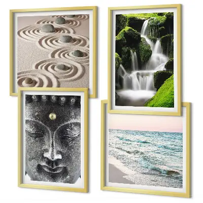 Der Frieden der Natur mit Buddha als gerahmtes Polyptychon