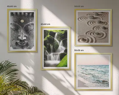 Der Frieden der Natur mit Buddha als gerahmtes Polyptychon
