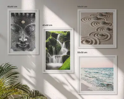 Der Frieden der Natur mit Buddha als gerahmtes Polyptychon