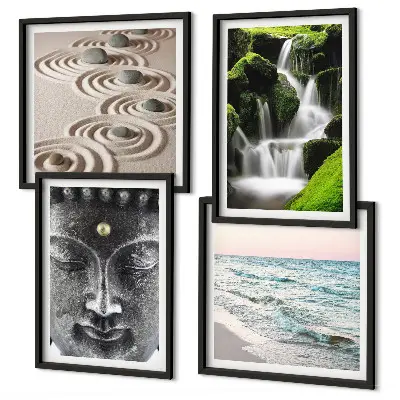 Der Frieden der Natur mit Buddha als gerahmtes Polyptychon