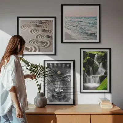 Der Frieden der Natur mit Buddha als gerahmtes Polyptychon