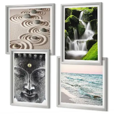 Der Frieden der Natur mit Buddha als gerahmtes Polyptychon