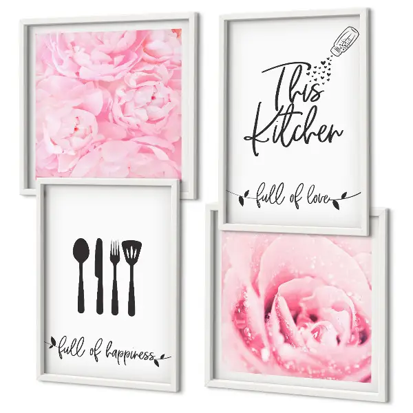 Wanddeko-Set mit zarten Rosenblüten für die Küche
