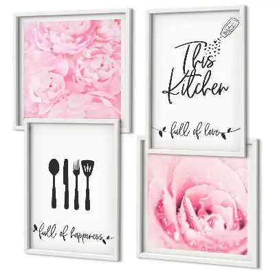 Wanddeko-Set mit zarten Rosenblüten für die Küche
