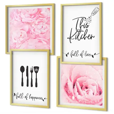 Wanddeko-Set mit zarten Rosenblüten für die Küche