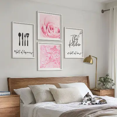 Wanddeko-Set mit zarten Rosenblüten für die Küche