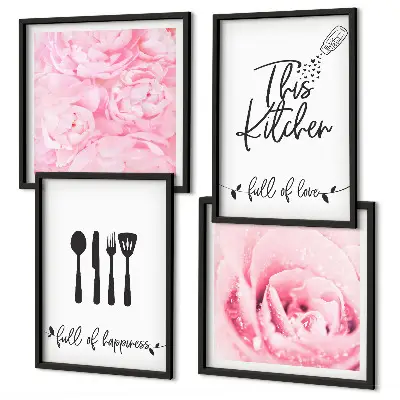 Wanddeko-Set mit zarten Rosenblüten für die Küche